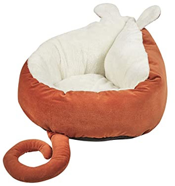Beliani Hunde-und Katzenbett Samtstoff Orange Maus Form 50 x 45 cm Hassa