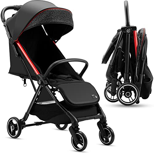 Royal Baby Leichter Kinderwagen mit kompakter Falte, Kleinkind Reise Kinderwagen für Flugzeug freundlich, Kleinkind Regenschirm Kinderwagen mit übergroßem Baldachin mit Sonnenblende, rot