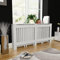 HOMIUSE Heizkörper Verkleidung Abdeckung 172x19x81.5 cm Heizkörperverkleidung Modernes Lamellen-Design Heizung Abdeckung Heizungsverkleidung für Schlafzimmer Wohnzimmer Radiator Cover Weiß MDF