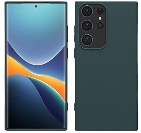 kwmobile Hülle kompatibel mit Samsung Galaxy S23 Ultra Hülle - TPU Silikon Handyhülle weich schlank - Case stoßabsorbierend flexibel - kabelloses Laden - Dunkler Schiefer