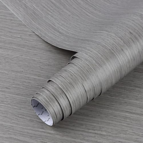 Arthome Auto Adhésif Papier de Contact Gris Bois Papiers Peints, 42cmx6m Autocollant Décoratif vinyle Film Imperméable pour Comptoir Etagère Revêtement mural Amovible facile à nettoyer