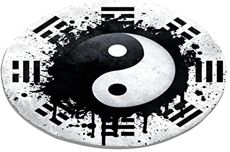 Eslifey Schwarz und Weiß Yin Yang Runder Shaggy Teppich Shag Pile Weich Shaggy Area Rugs Modern Teppich Wohnzimmer Schlafzimmer Matten 60 cm