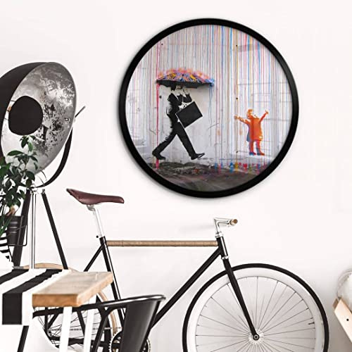 Banksy Coloured Rain Poster Rund Graffiti Straßenkunst Wohnzimmer Bilder modern Kinderzimmer