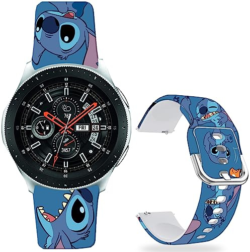 Leotop Stitch cinturini vivaci compatibili con Samsung Galaxy Watch 4 40/44 mm/Galaxy Watch 42 mm/Watch 3 41 mm/Active 2/Gear S2 Classic 20 mm morbido silicone Kawaii carino cinturino per bambini e