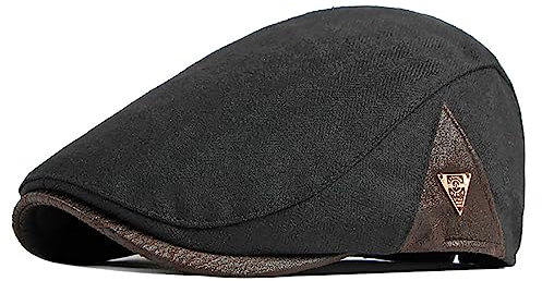 Schiebermütze Herren Schirmmützen Baskenmütze Newsboy Beret Hut,Flatmütze Baumwolle 1920 Stil Einstellbare Cabbie Gatsby Barett Cap