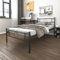 FurnitureR Single bed metal frame Industrial iron bed,metal bed for teenagers/adults, suitable for bedroom, student dormitory and other multiple scenes, with circle-shaped decoration,Black