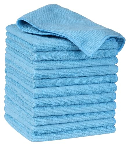 Uxcell Microfiber Cleaning Cloth, 12 Pack Premium Microfiber Towels Lint Free Scratch Free High Absorbent and Reusable Cleaning Rags for Car, Household, Kitchen, Window Blue 30cm x 30cm