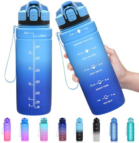 ZOUNICH Borraccia Sportiva BPA Free Tritan, 500ml/700ml/1000ml-Borraccia Bambini Motivazionale, Bottiglia da Palestra Riutilizzabile Ideale da Corsa, Ciclismo, Scuola, Viaggi e Altro