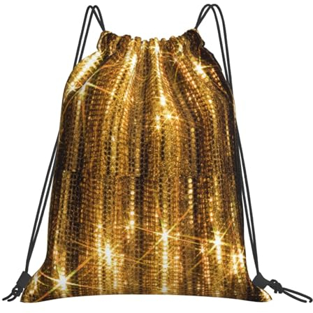 Rucksack mit Kordelzug, Unisex-Strangtasche, Sport-Turnbeutel, lässiger Tagesrucksack, Kordelzug-Sackpack, Gold-Pailletten-Glitzer