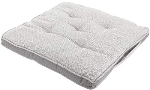 Alphadeco Sitzkissen mit Zigzag Webmuster - 100% Baumwolle (170g/m2) - Stuhlkissen mit Tragegriff (40x40x3, Hellgrau)