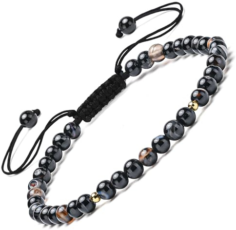 Apocalyptic-K Bijoux Bracelet de cheville pour femme en or 18 carats, 4 mm, tourmaline noire, obsidienne or/argent, bracelet de cheville noir, tourmaline colorée, (noir bracelet de cheville en pierre