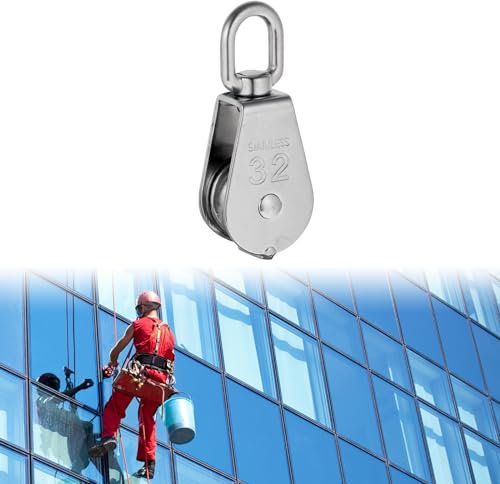 Singolo Puleggia Carrucola, Puleggia per Corde, Puleggia Palestra Inox 304, Carrucola per Sollevamento, Puleggia Carrucola con Cuscinetti, Puleggia Carrucola in Acciaio Inox, M32, Carico 250kg