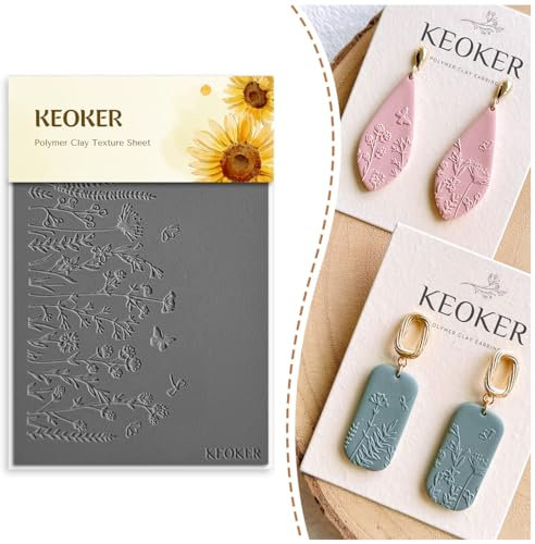 KEOKER Polymer-Ton-Texturblätter-Set, funktioniert mit Polymer-Tonschneider, gleiche Wirkung wie Polymer-Ton-Texturroller, Texturblätter