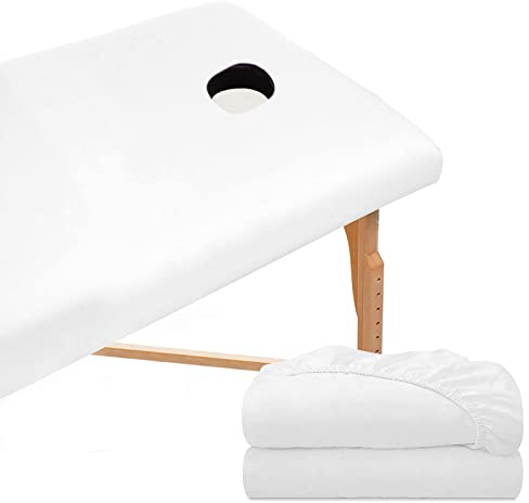 rngwaper 2pcs Copertura Protettiva con Foro per Il Viso per Lettino da Massaggio, 70 x 190cm Impermeabile Coprilettino Estetica con Elastici, Lavabile Coprisedia per Lettino Massaggio