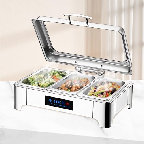 BOVDC 9L Chafing Dish Elettrico Temperatura Regolabile (B, 1/3 Pan)