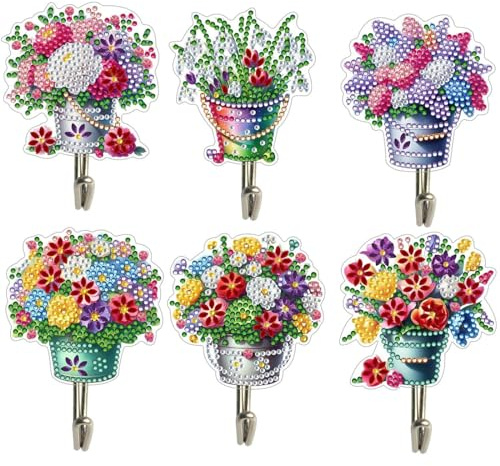 DIY Punkt Diamant Haken Wandhaken Diamant Kunst Malerei Kreatives Design Acryl Wandhaken Command Haken Klebehaken für Badezimmer Küche Handtuch Hängehaken Hinter Metall Tür-Bouquet