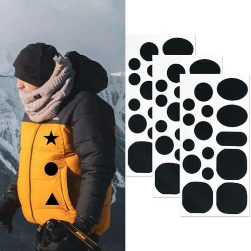 45 Stück Daunenjacke Patches | Selbstklebende Reparaturflicken für Daunenjacken, Nylon Reparaturband selbstklebende für Jacke Zelt Oberbekleidung Reparatur(Schwarz)