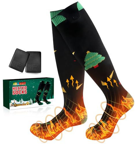 ABXMAS Calcetines térmicos cálidos de invierno, calcetines eléctricos recargables para mujer, batería de 5000 mAh, 4 niveles, calcetines de calentamiento de temperatura para invierno, esquí, ciclismo,