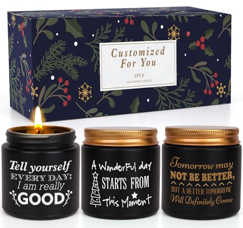 Bougies Parfumées d’Aromathérapie, Coffret Cadeau de 3 Pots de Bougies Parfumées pour la maison pour homme et femme, Cire de Soja Naturelle, Idéal pour la Fête des Saint Valentin, un Anniversaire