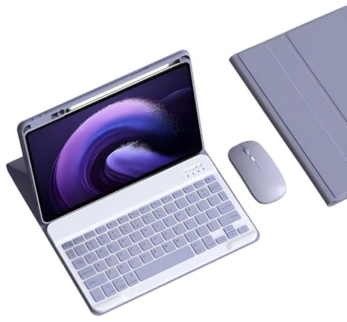 HLTOOP Funda Teclado para Redmi Pad Pro12,1 Pulgadas, Contener Ñ, Teclado Bluetooth Inalámbrico Desmontable con Portalápices Incorporado,Púrpura