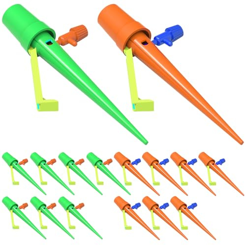 Automatisch Bewässerung Set, 16 Stück Einstellbar Bewässerungssystem mit Langsam Entriegelbarem Steuerventil, für Topfpflanzen, Gartenpflanzen Blumen Outdoor Zimmerpflanzen