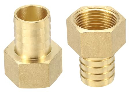 sourcing map Lot de 2 raccords barbelés en laiton NPT femelle de 2,5 cm vers 2,5 cm ID de tuyau de brassage domestique Connecteur à filetage direct Construction durable