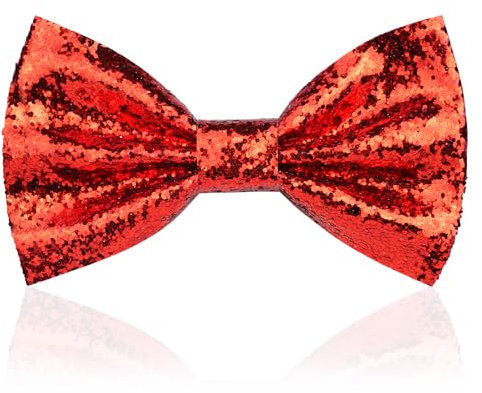 Aomig Glitzer Fliege Herren, Pailletten Fliegen für Männer, Schmale Smoking Fliege Schleife mit Haken, Unisex Kostümzubehör Verstellbare Bow Tie für Hochzeit, Party, Karneval, Fasching, Kleidung (Rot)