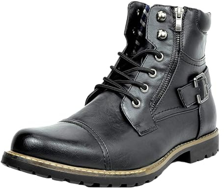 ForceRoute Motorradstiefel Herren Wasserdicht,Motorrad Schuhe Herren Leder,Motorradschuhe FüR MäNner,Motorradstiefel,Wasserdicht Mit Seitlichem ReißVerschluss,FüR Rennen Und Tourismus