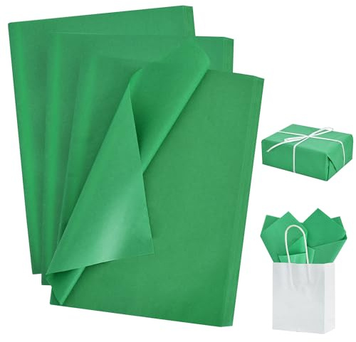 RIBBOOO 100 dunkelgrünes Geschenkpapier, 50 cm x 30 cm, großes Fassungsvermögen, Geschenkpapier für Valentinstag, Hochzeit, Geburtstag, Abschlussfeier, DIY, handgefertigtes Geschenkpapier