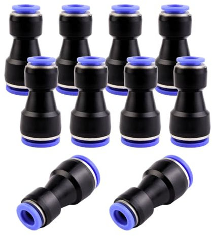 ANGEEK Lot de 10 raccords pneumatiques de 16 et 10 mm de diamètre pour air comprimé - Raccord rapide Push In pour le raccordement à l'air et à l'eau