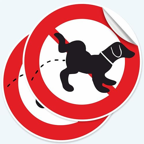 Pubblimania 2 autocollants ronds interdiction Pipi Chiens 20 x 20 cm, étiquettes adhésives souples, imperméables et lavables (interdiction Pipi Chiani)