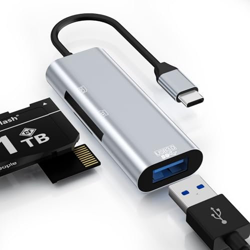 NEUTYPECHIC SD Card Reader USB C 3.0 Dual Plug Card Reader with USB/Micro SD/TF Female, SD Card OTG Adapter Supported, Card Reader Compatible with iPhone 15, Android, Windows, Mac OS