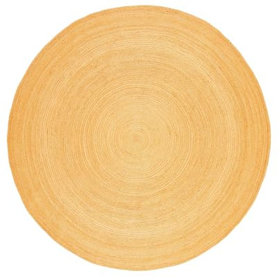 BioEcoLux Teppich Rund 180 cm - Runder Jute Teppich Natur Boho Ethno Muster – Handgefertigt & Modern – 100% Naturfaser – Wohnzimmer, Schlafzimmer, Küche, Flur, Outdoor – Beige
