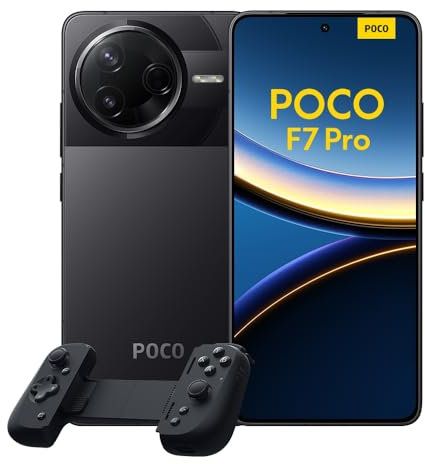 Xiaomi Poco F7 Pro Smartphone, 12+512GB, Schwarz, Handy ohne Vertrag, 50 MP, 120Hz AMOLED Display, Snapdragon Prozessor, 6000mAh Akku, 90W HyperCharge, HyperAI, Dual-SIM + Razer Kishi V2 USB-C
