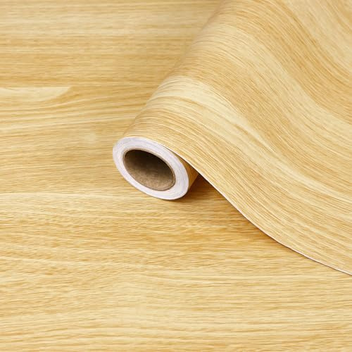 Papel pintado con efecto madera, veteado de roble natural, papel adhesivo impermeable y removible para muebles, encimeras de cocina, alféizares, mostradores y armarios, 40 x 300 cm