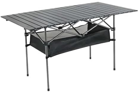 Tavolo da picnic pieghevole portatile, leggero, per esterni, con borsa per il trasporto, per campeggio, viaggi con guida autonoma, 120 cm di lunghezza, nero