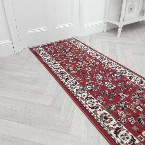 runrug Soft & Luxurious Hallway Runner Rug - Comfortable Carpet for Hall, Kitchen & Corridor - Multiple Sizes - Stain-Resistant, Dirt-Resistant - 420cm x 70cm - 9mm Thick - Traditional, Red