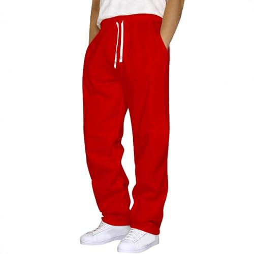 Jogging Homme Regular Large Pantalons Oversize Classique Survêtement Moderne Sportif Pyjama Urbain Casual Survetements Élégant Jean Trendy Branché(Rouge,XXL)