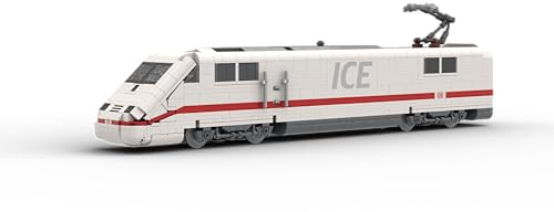 Stone Heap BR 401 Ice 1 Triebkopf Modellbausatz, Weiß/Rot, 1256 Teile, 45,5 x 7 x 13 cm, Deutsche Bahn Hochgeschwindigkeitszug, 1730g, ab 14 Jahren