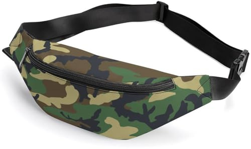 JZemdybill Hüfttasche, Camouflage-Muster, verstellbare Bauchtasche zum Laufen, Spazierengehen, Wandern, Camouflage-Muster, 36*15cm
