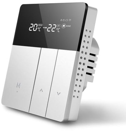 FUANA Thermostat intelligent pour Tuya, compatible avec Alexa et HomeKit, pour chauffage au sol électrique, chaudière à eau et gaz, 16 A/25 A, accessoires de radiateur gris argenté
