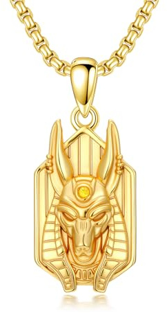YEESIA Ägyptische Anubis Halskette 925 oxidiertes Silber Anubis Gott der Unterwelt Halskette Amulett Halskette Schmuck Geschenk für Frauen