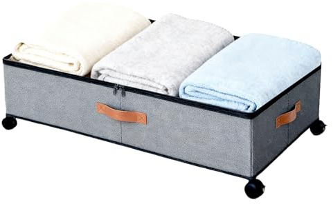 Under Bed Storage Organizer - 72L Large Rolling Storage Box With Lid | Fabric Underbed Drawer Organizer | Rolling Container With Wheels For Clothes, Shoes, Toys, Blankets, Bedroom, Home