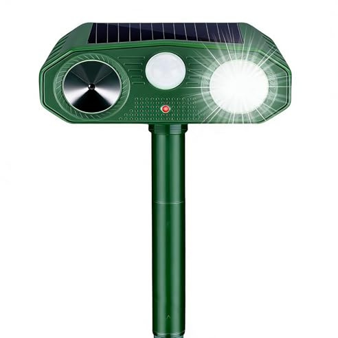 Ultrasonic Cat Repellent, Cat Deterrents Solar & USB Powered Animal Repeller with PIR Motion Sensor & Flashing Light, 3 Modes Waterproof Wild Animal Scarer Repellent for Cats, Dogs, Fox, Bird
