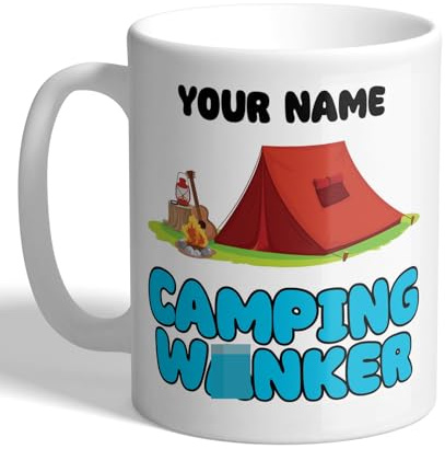 I Love Mugs - Personalised - Camping W*nker - Funny Tent Camper Mug, Ceramic, 11fl.oz.