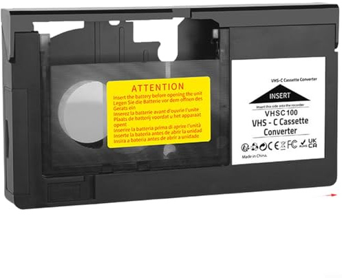 Fauhapyway Portable VHS-C Adapter for VHS Players, Battery Operated Conversion Box with Load Switch, Compatible with Most Video Recorders