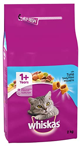 Whiskas 1+ Complete Dry Cat Food for Adult Cats, Tuna, 2 kg