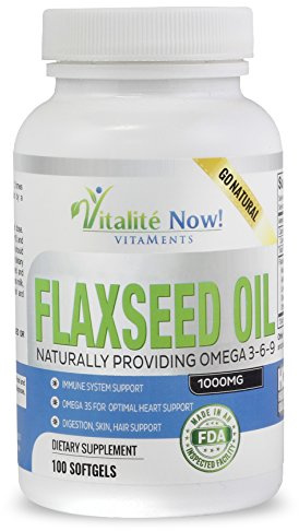 Vitalité Now! Organic Flaxseed Oil Softgels Cold Pressed 1000mg 100 Count