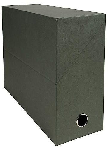 Exacompta - Ref 83143E - Economic Transfer Boxes - 250 x 330 x 120mm in Size, 120mm Metal Reinforced Spine, Suitable for A4 Documents, Hinged Lid - Dark Green