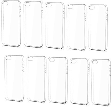NOVAGO Coque iPhone 5/5S/SE 2016 Lot de 10 Coques Ultra Transparentes en Gel Souple et Invisibles, Silicone Incassable et Nettoyable, Anti-Adhérence, Compatible iPhone 5/5S/SE 2016